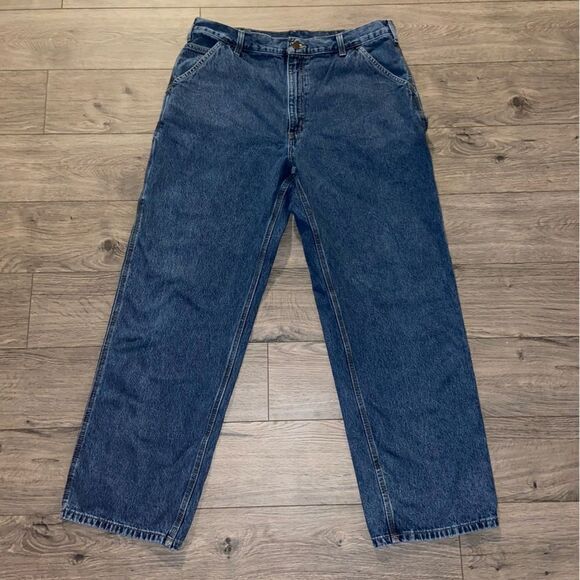 Vintage Carhartt Dungaree Fit B13-DPS‎  Carpenter Denim Jeans Sz 38x32 - Picture 1 of 3